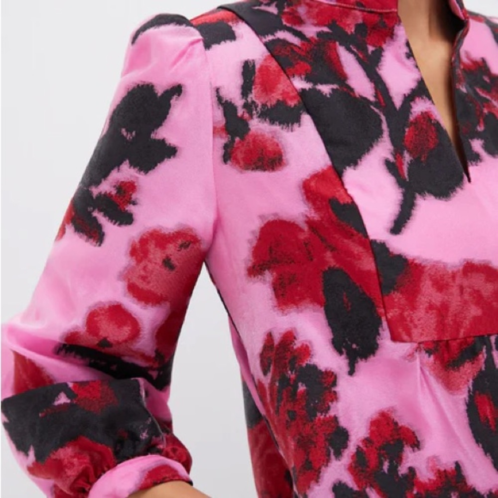 Tuckernuck Pink Cerise Blossom and Red Floral Long Sleeve Dress - Picture 3 of 5